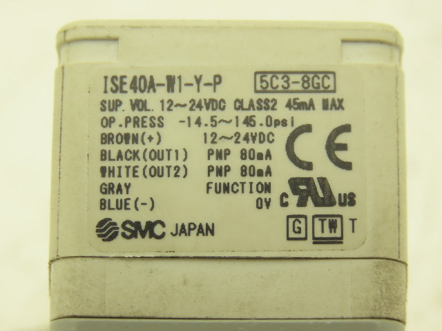 SMC ISE40A-W1-Y-P Pressure Switch With Display 12-24VDC 145psi