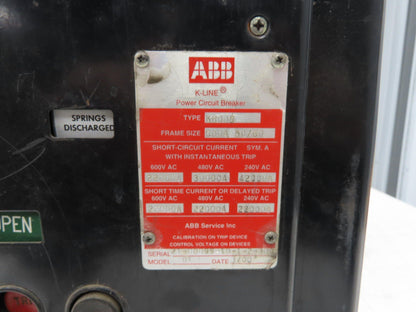 ABB K-600S Low Voltage Power Air Circuit Breaker 600A 600V Solid State Trip
