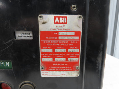 ABB K-600S Low Voltage Power Air Circuit Breaker 600A 600V Solid State Trip