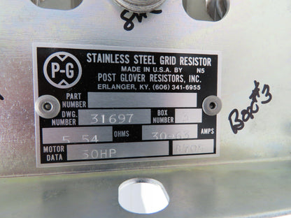 Post Glover Stainless Steel Grid Resistor 50Hp 5.54 Ohms 30-63A 37.5kW
