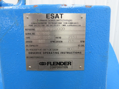 Flender CDA 200 Gear Reducer Gearbox Drive 21.5:1 Ratio 71.5 RPM Hollow Shaft