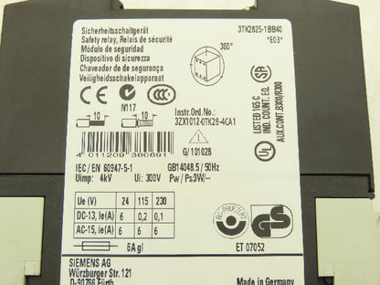 Siemens 3TK2825-1BB40 Sirius Safety Relay Control Unit Module Din Rail Mount