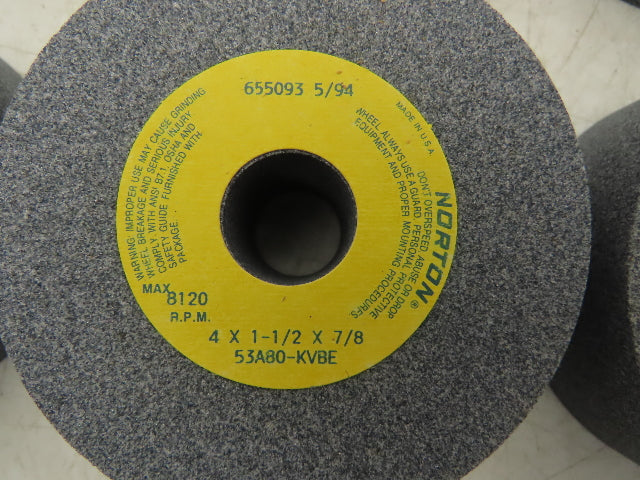 Norton 53A80-KVBE Grinding Wheel 8120rpm 4x1.5x.875" Lot of 10