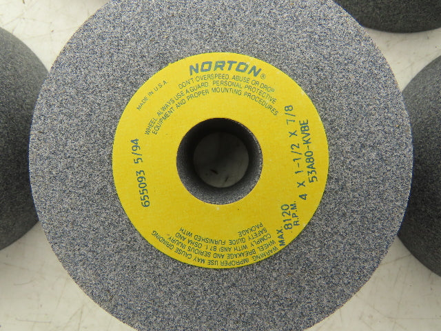 Norton 53A80-KVBE Grinding Wheel 8120rpm 4x1.5x.875" Lot of 7