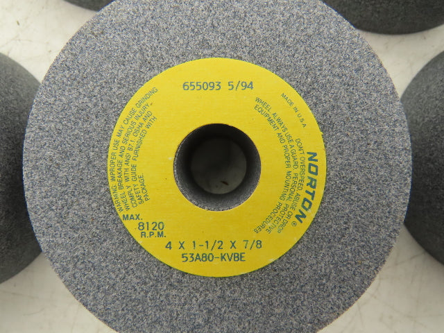 Norton 53A80-KVBE Grinding Wheel 8120rpm 4x1.5x.875" Lot of 7