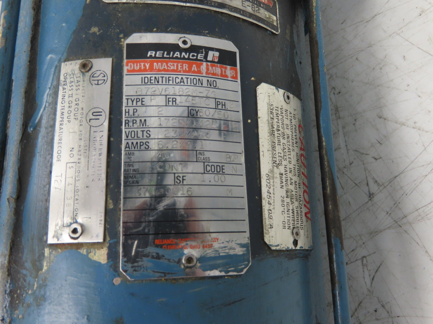 Reliance B72V6182M-ZG Explosion Proof AC Motor 2Hp 1725 RPM 230/460V 3PH 145TC