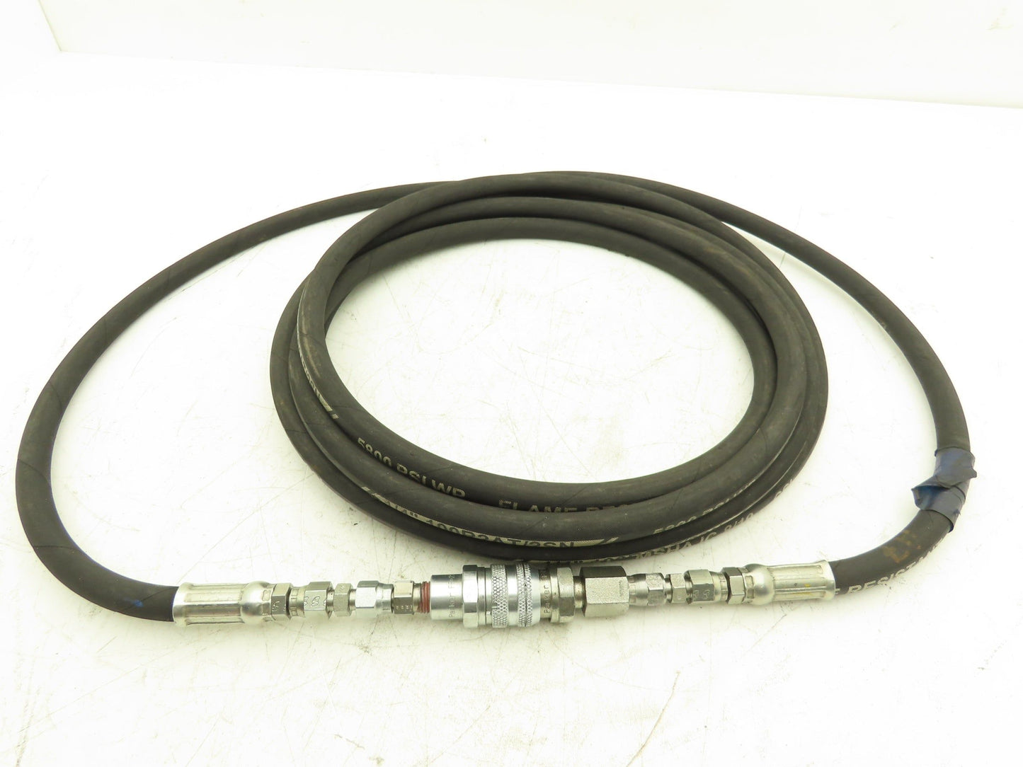 1/4" Flame Resistant Hydraulic Hose 5800psi w/Parker No-Spill Quick Connect 20'