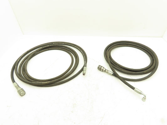 Parker 1/4" Hydraulic Hose 5800psi Parker No-Spill Quick Connect 15.5' Lot of 2