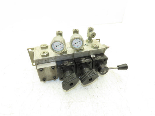 Vektek 0116|1813 3x4 Manual Hydraulic 3-Valve Manifold Assembly Lever/Handle