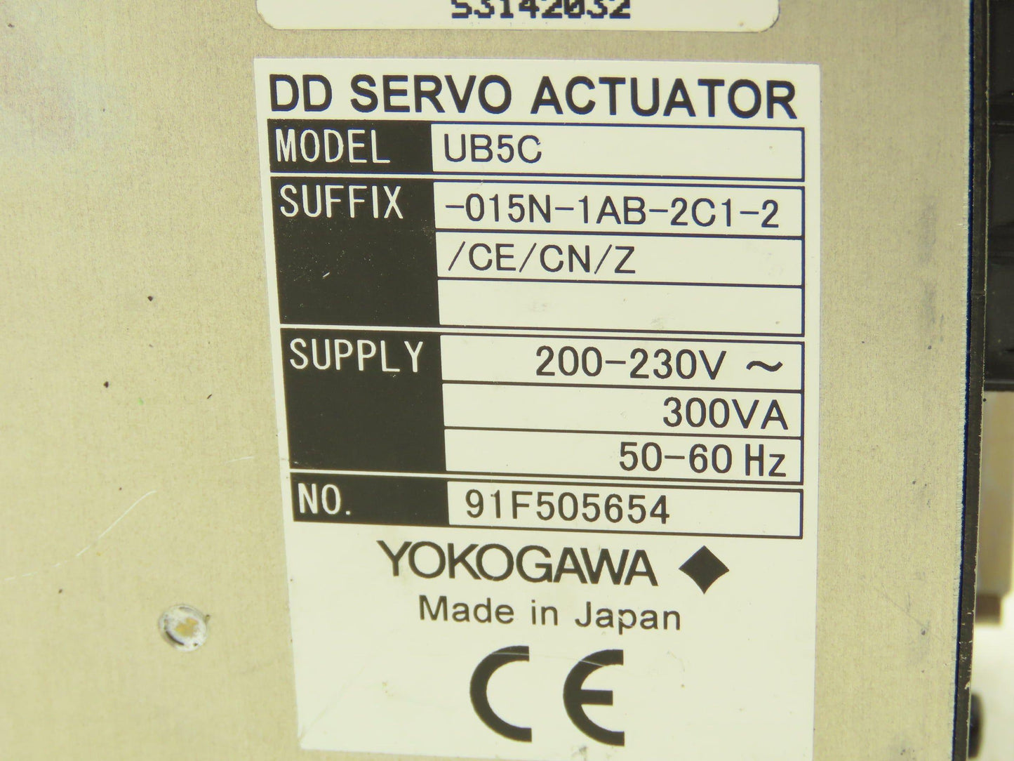 Yokogawa UB5C-015N-1AB-2C1-2/CE/CN/Z Dynaserv DD Servo Actuator Drive 230V 300VA
