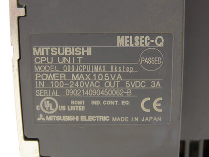 Mitsubishi Q00JCPU Melsec-Q Processor CPU 8k Step 5-Slot Chassis