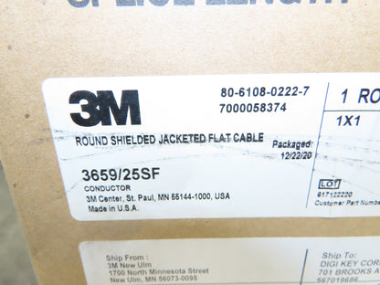 3M 3659/25SF Wire Spool 28AWG 300' 25 Conductor Flat Ribbon Cable Black