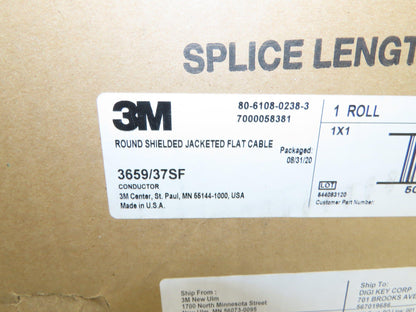 3M 3659/37SF 300 Wire Spool 36AWG 280' 37 Conductor Flat Ribbon Cable Black