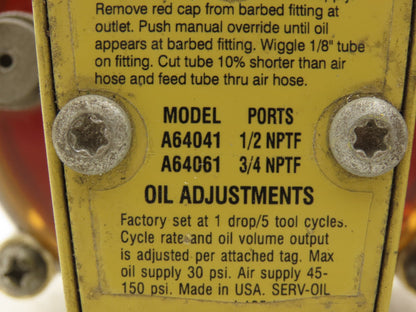 Master Pneumatic A64041|A64061 Lubricator Single Point Air mixed Lot of 3