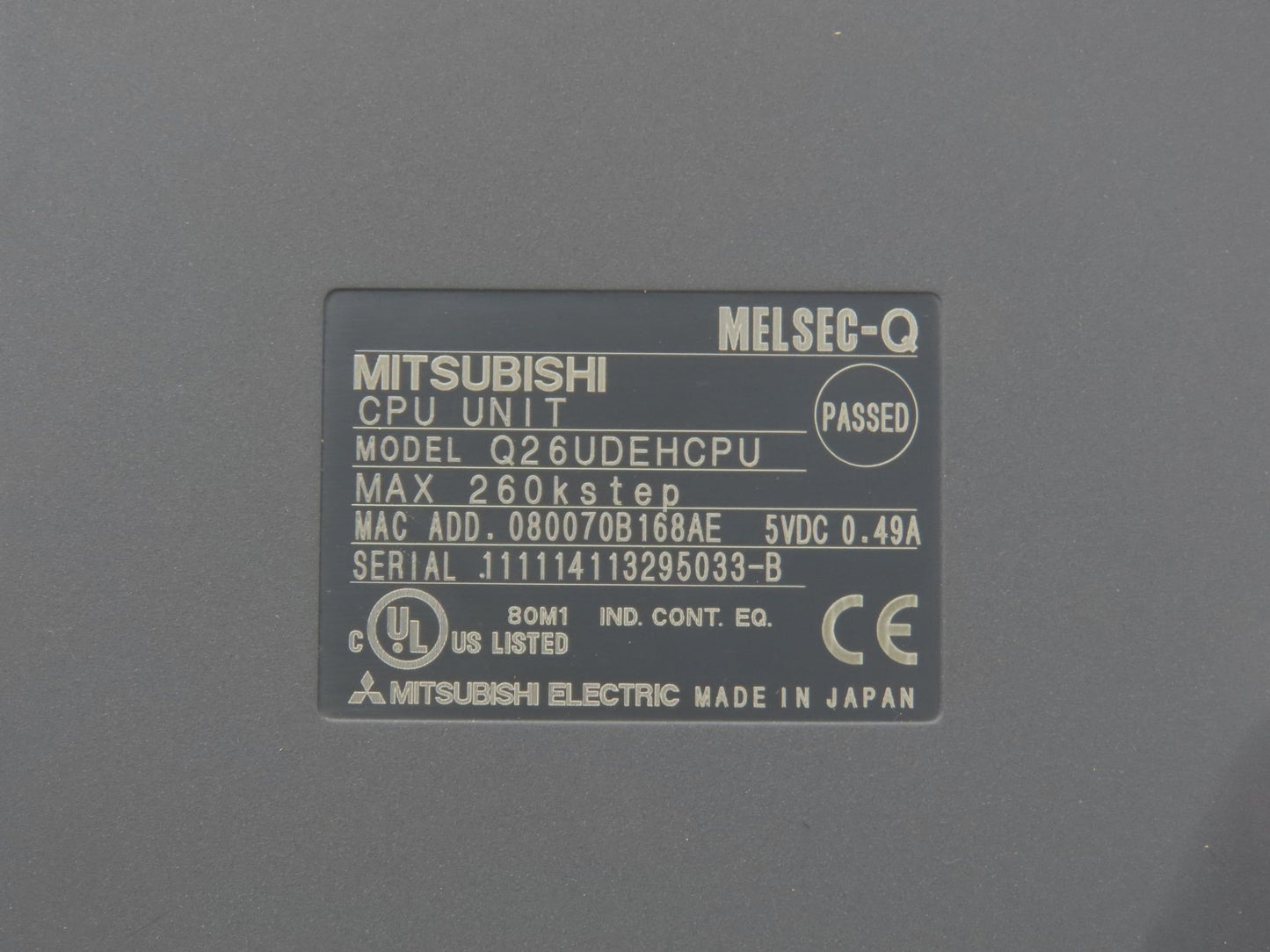 Mitsubishi Q26UDEHCPU Melsec-Q CPU Unit 260k Step
