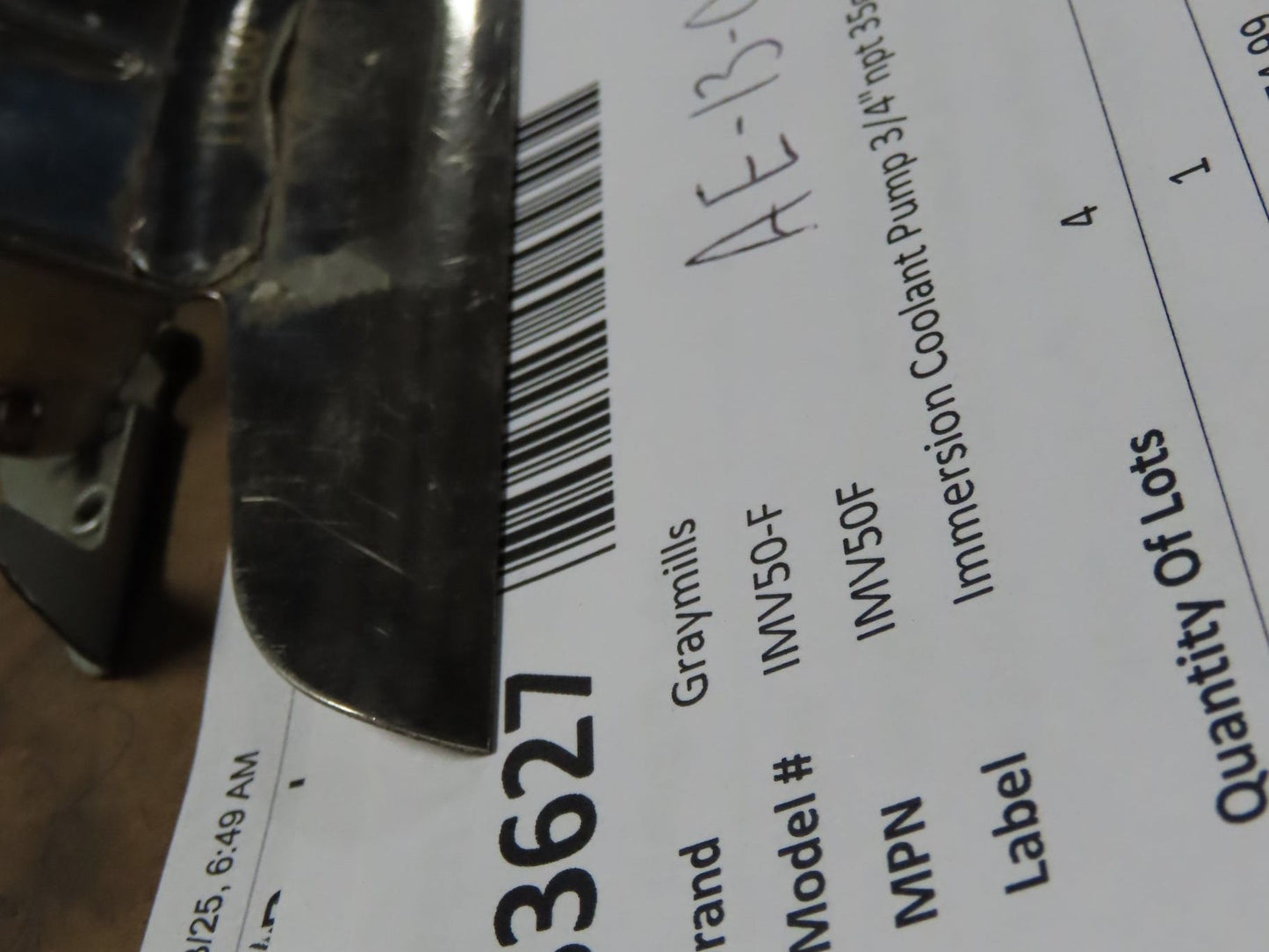 Graymills IMV50-F Immersion Coolant Pump 3/4"npt 35gpm 1/2Hp 230/460V Cast Iron