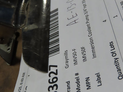 Graymills IMV50-F Immersion Coolant Pump 3/4"npt 35gpm 1/2Hp 230/460V Cast Iron