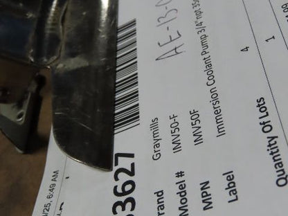 Graymills IMV50-F Immersion Coolant Pump 3/4"npt 35gpm 1/2Hp 230/460V Cast Iron