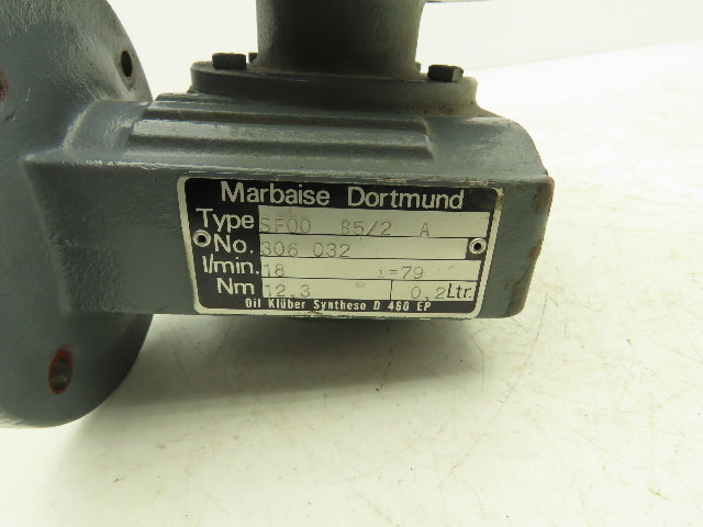 Marbaise Dortmund SF00 Right Angle Worm Gearbox 79:1 Ratio 12.3Nm 14mm