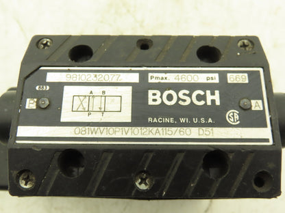 Bosch O81WV10P1V1012KA115/60 D51 Directional Control Solenoid Valve 115V
