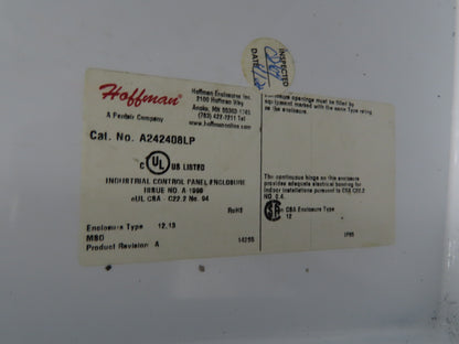 Hoffman A242408LP Electrical Enclosure Control Panel 24x24x8" W/Disconnect JIC