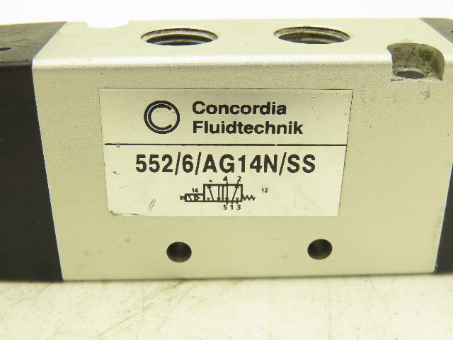 Concordia Fluidtecknik 552/6/AG14N/SS Solenoid Valve 24VDC 5 Way 2 Pos 1/4"NPT