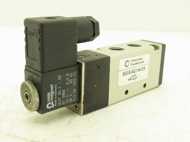 Concordia Fluidtecknik 552/6/AG14N/SS Solenoid Valve 24VDC 5 Way 2 Pos 1/4"NPT