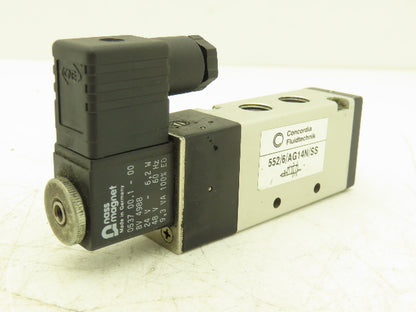 Concordia Fluidtecknik 552/6/AG14N/SS Solenoid Valve 24VDC 5 Way 2 Pos 1/4"NPT