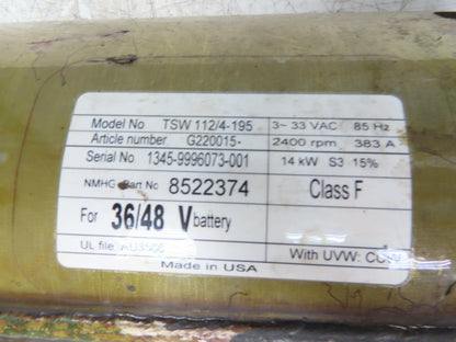 Danaher Motion TSW 112/4-195 DC Hydraulic Pump Motor Hyster E60Z Forklift 36/48V