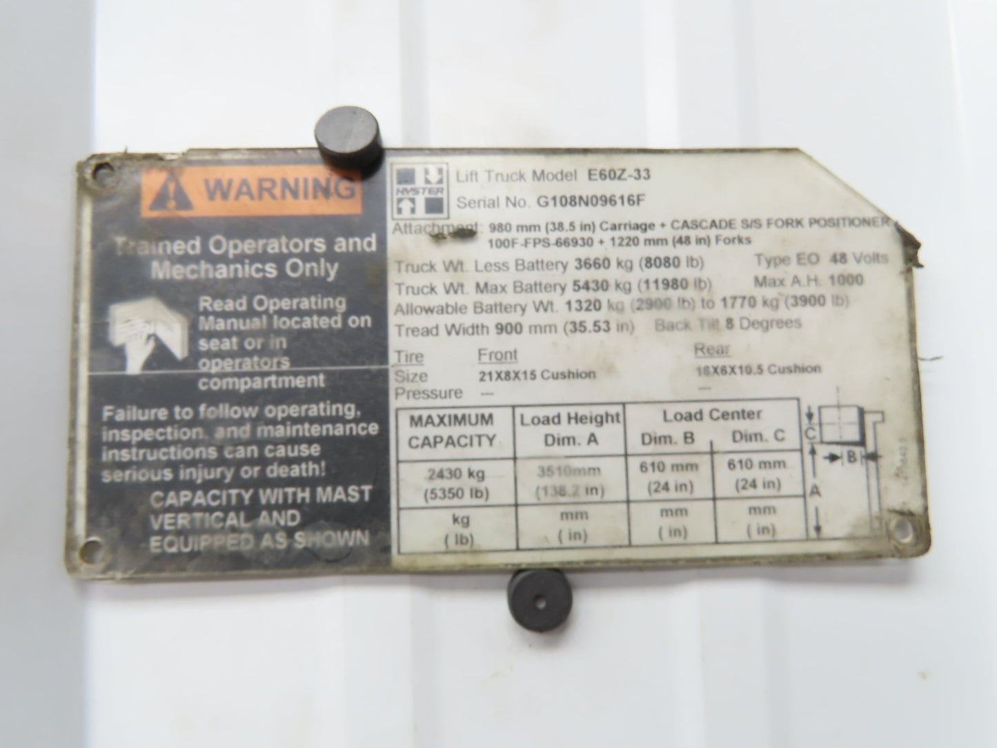 Danaher Motion TSW 112/4-195 DC Hydraulic Pump Motor Hyster E60Z Forklift 36/48V