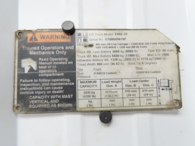 Danaher Motion TSW 112/4-195 DC Hydraulic Pump Motor Hyster E60Z Forklift 36/48V