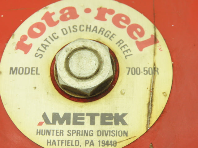 Ametek 700-50R Rota-Reel Static Discharge Cable Reel 50' Length Missing Base