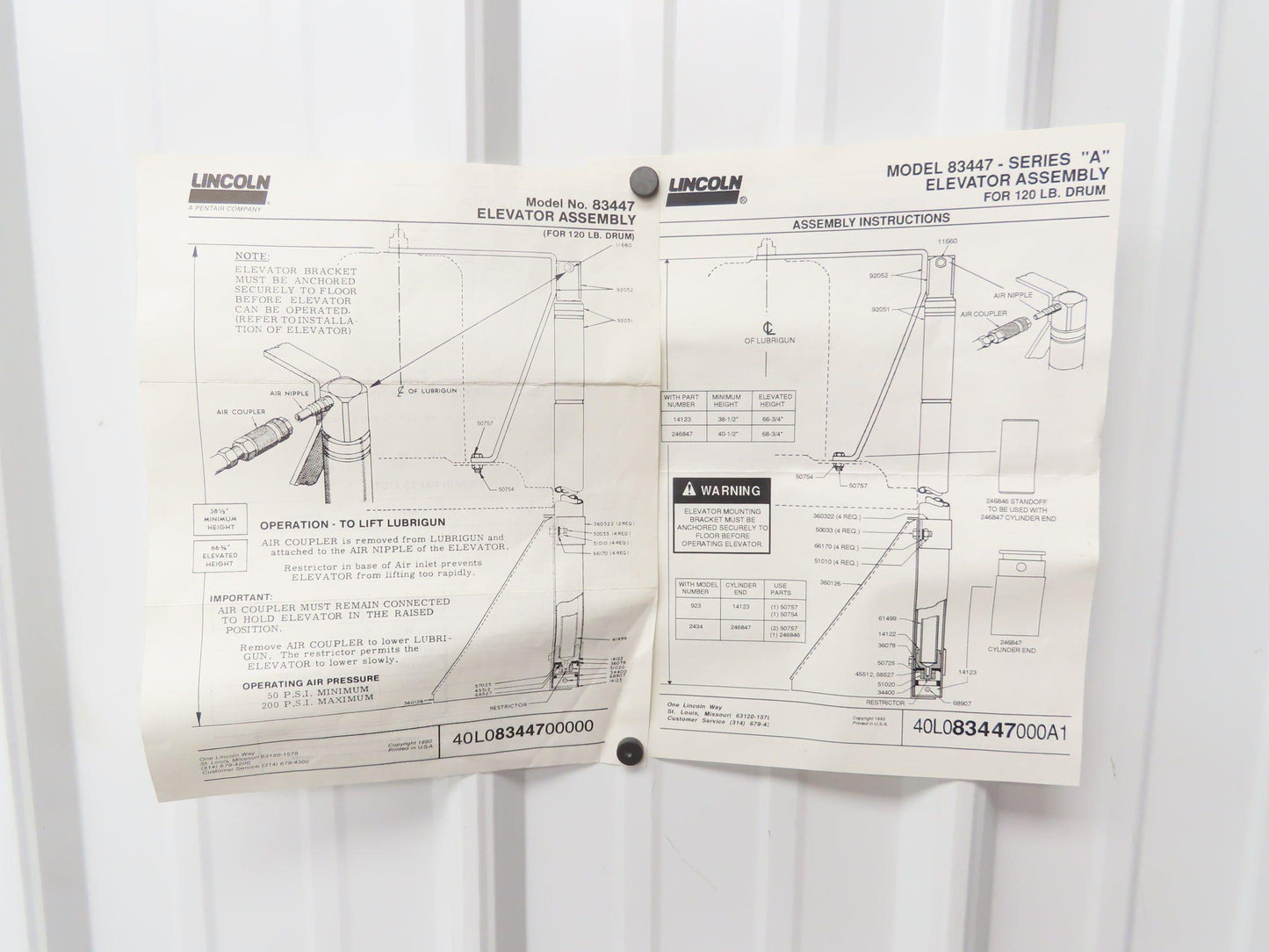 Lincoln 83447 Series "A" Grease Pump Elevator Assembly for 120 lb Drum
