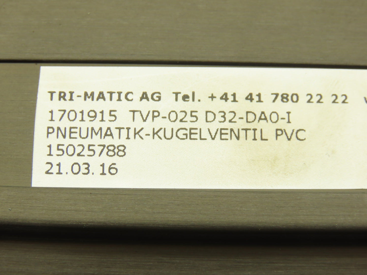 Tri-Matic AG 1701915 Double Acting Pneumatic Actuator With 1" PVC Glue in Valve