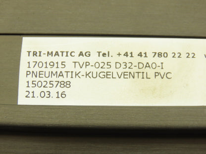 Tri-Matic AG 1701915 Double Acting Pneumatic Actuator With 1" PVC Glue in Valve