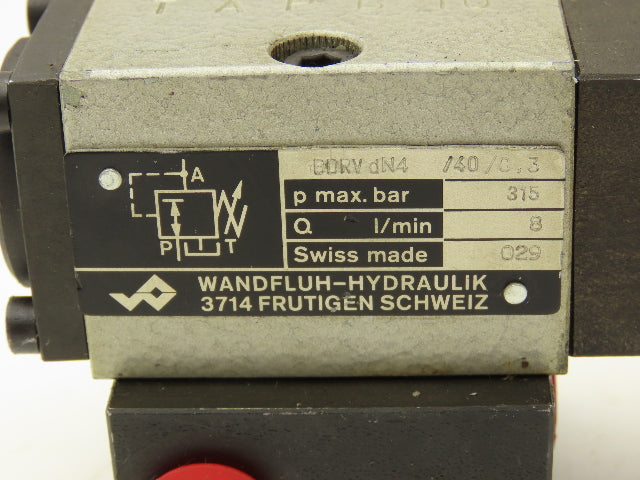 Wandfluh BDRV Dn4/40/0.3 Manual Hydraulic Pressure Relief Valve NG4 315bar