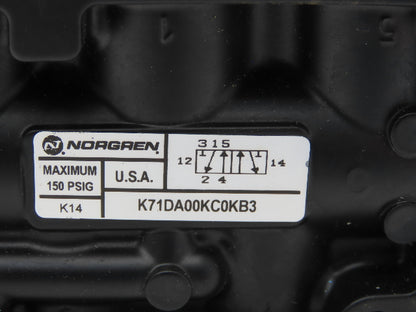 Norgren K71DA00KC0KB3 Pneumatic Manual Spool Valve 5-Way 2-Position 1/4"npt