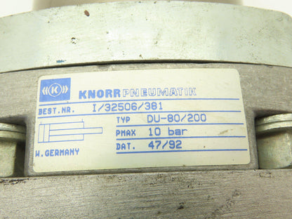 Knorr DU-80/200 Pneumatic Air Cylinder 80mm Bore 200mm Stroke 145psi Pivot Mount
