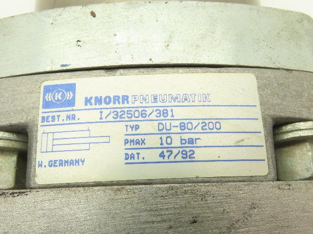 Knorr DU-80/200 Pneumatic Air Cylinder 80mm Bore 200mm Stroke 145psi Pivot Mount