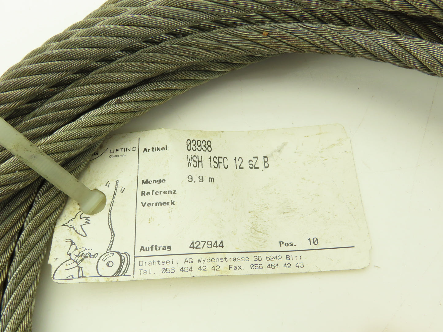 Daetwyler 024491 Wire Rope 12mm X 9.9m Roll