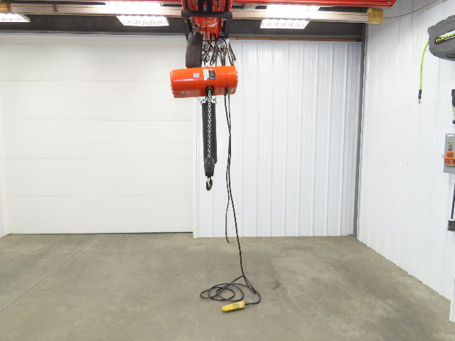 CM Lodestar RR 2 Ton Electric Chain Hoist 16 FPM 19' Lift 230/460 3PH 18'Control