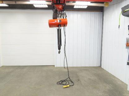 CM Lodestar RR 2 Ton Electric Chain Hoist 16 FPM 19' Lift 230/460 3PH 18'Control
