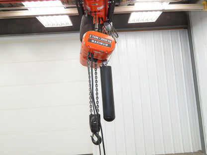 CM Lodestar RR 2 Ton Electric Chain Hoist 16 FPM 19' Lift 230/460 3PH 18'Control