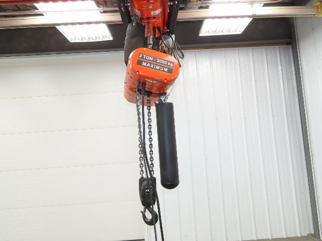 CM Lodestar RR 2 Ton Electric Chain Hoist 16 FPM 19' Lift 230/460 3PH 18'Control