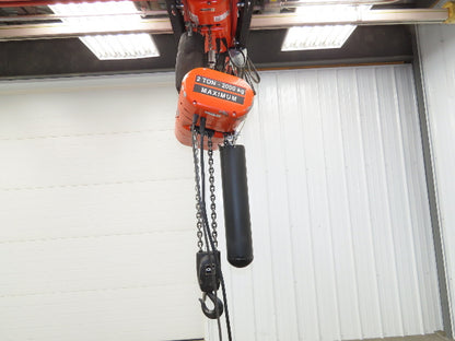 CM Lodestar RR 2 Ton Electric Chain Hoist 16 FPM 19' Lift 230/460 3PH 18'Control
