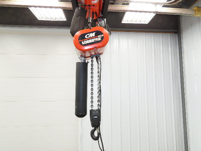 CM Lodestar RR 2 Ton Electric Chain Hoist 16 FPM 19' Lift 230/460 3PH 18'Control