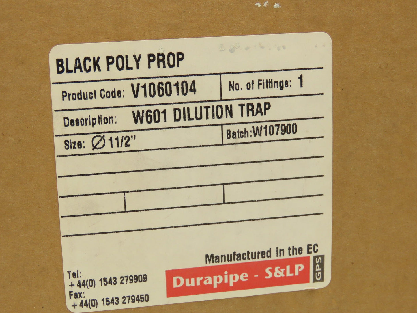 Durapipe W601 Poly Dilution Trap With Two 1.5" Inlets & One 2" Outlet
