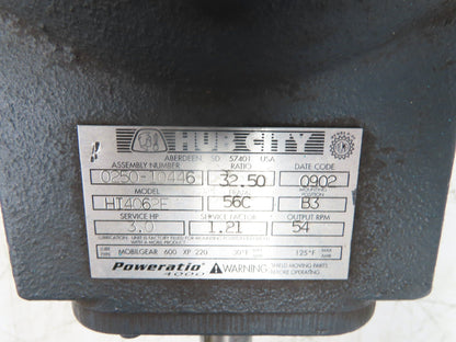 Hub City HI4062E Poweratio 4000 Inline Gearbox 32.5:1 Reducer 3Hp 54rpm 56C