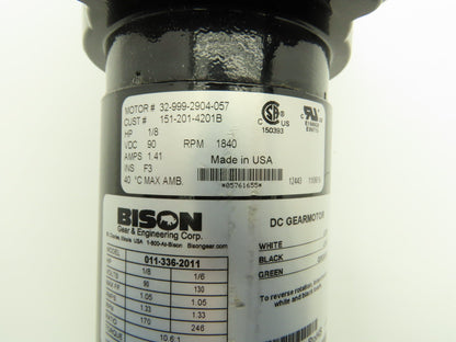 Bison 011-336-2011 Gearmotor 10.6:1 Reducer 170rpm Parallel Output