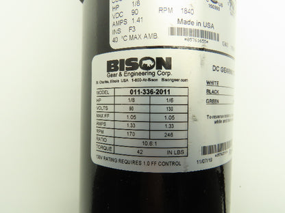 Bison 011-336-2011 Gearmotor 10.6:1 Reducer 170rpm Parallel Output